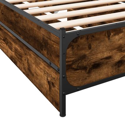 vidaXL Bed Frame with Drawers without Mattress Smoked Oak 75x190 cm Small Single