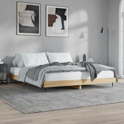 vidaXL Bed Frame without Mattress Sonoma Oak 200x200 cm Engineered Wood