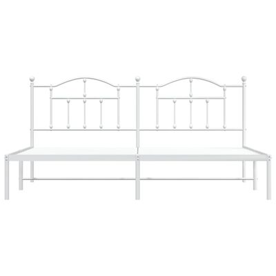 vidaXL Metal Bed Frame without Mattress with Headboard White 193x203 cm