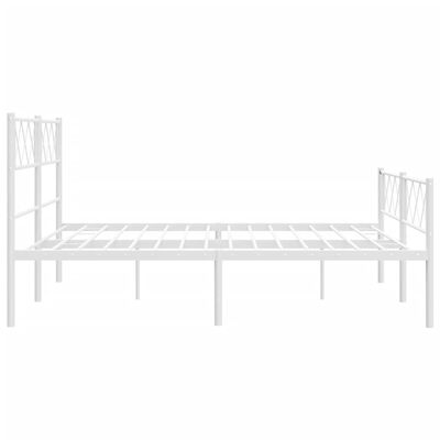 vidaXL Metal Bed Frame without Mattress with Footboard White 150x200 cm King Size