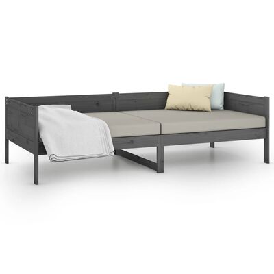 vidaXL Day Bed without Mattress Grey Solid Wood Pine 90x200 cm