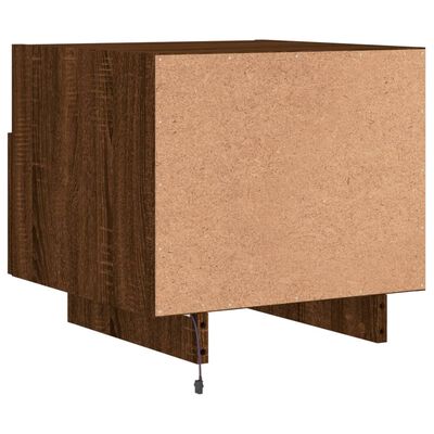 vidaXL Bedside Cabinet with LED Lights Brown Oak 40x39x37 cm