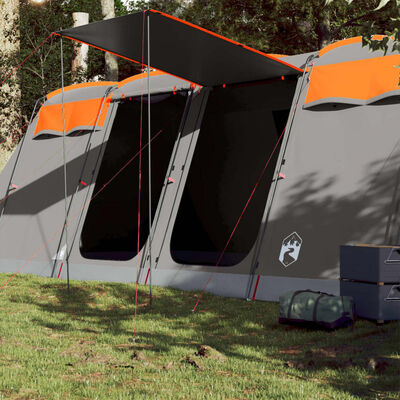 vidaXL Family Tent Tunnel 8-Person Grey and Orange Waterproof