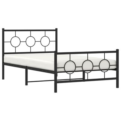 vidaXL Metal Bed Frame without Mattress with Footboard Black 107x203 cm