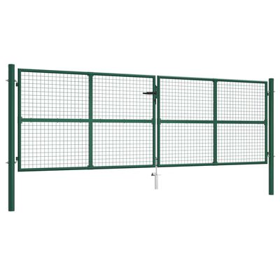 vidaXL Mesh Garden Gate Steel 390x125 cm Green