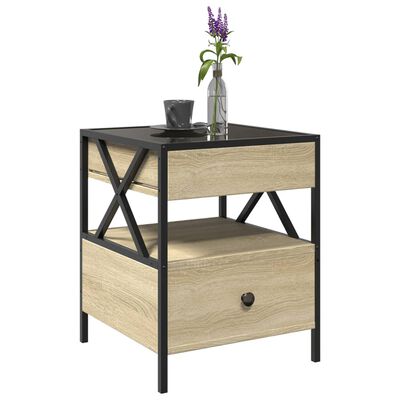 vidaXL Coffee Table with Infinity LED Sonoma Oak 40x40x51 cm