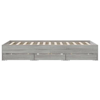 vidaXL Bed Frame with Drawers without Mattress Grey Sonoma 150x200 cm King Size