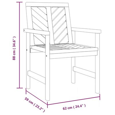 vidaXL Garden Dining Chairs 3 pcs Solid Wood Acacia