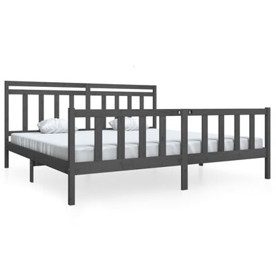 vidaXL Bed Frame without Mattress Grey Solid Wood 200x200 cm (810104+814116)