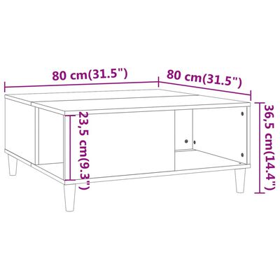 vidaXL Coffee Table White 80x80x36.5 cm Engineered Wood