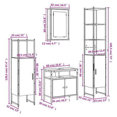 vidaXL 4 Piece Bathroom Furniture Set Brown Oak Engineered Wood