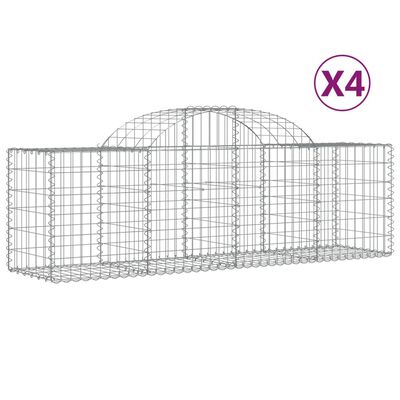 vidaXL Arched Gabion Baskets 4 pcs 200x50x60/80 cm Galvanised Iron