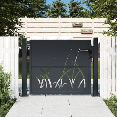 vidaXL Garden Gate Anthracite 105x105 cm Steel Grass Design