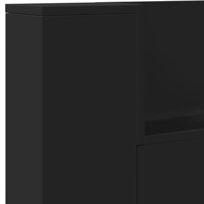 vidaXL Headboard Cabinet with LED Black 220x16.5x103.5 cm