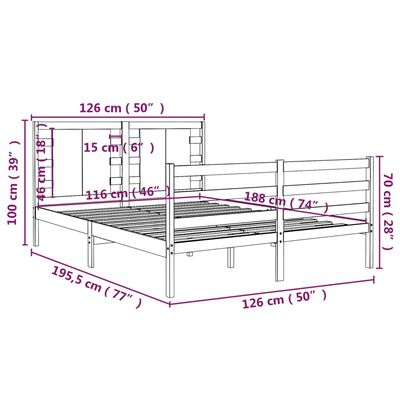 vidaXL Bed Frame without Mattress Honey Brown 120x190 cm Small Double Solid Wood Pine