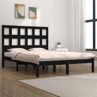 vidaXL Bed Frame without Mattress Black 180x200 cm Super King Solid Wood