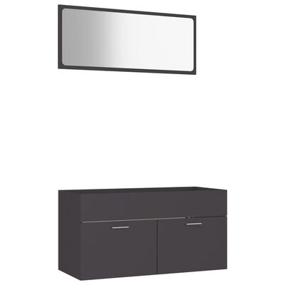 vidaXL 2 Piece Bathroom Furniture Set Grey Engineered Wood