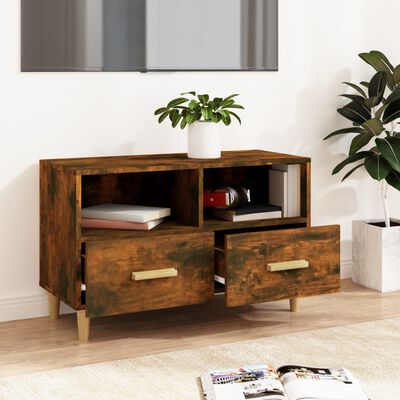 vidaXL TV Cabinet Smoked Oak 80x36x50 cm Engineered Wood