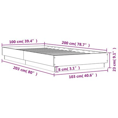 vidaXL Bed Frame without Mattress with LED Lights Sonoma Oak 100x200 cm