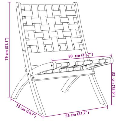 vidaXL Folding Garden Chairs 2 pcs Dark Blue Solid Wood Acacia and Fabric