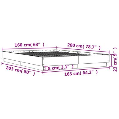 vidaXL Bed Frame without Mattress Concrete Grey 160x200 cm