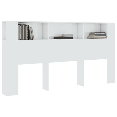 vidaXL Headboard Cabinet High Gloss White 200x18.5x104.5 cm