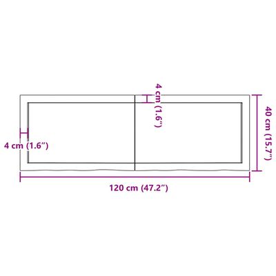 vidaXL Table Top Dark Brown 120x40x(2-4) cm Treated Solid Wood Oak