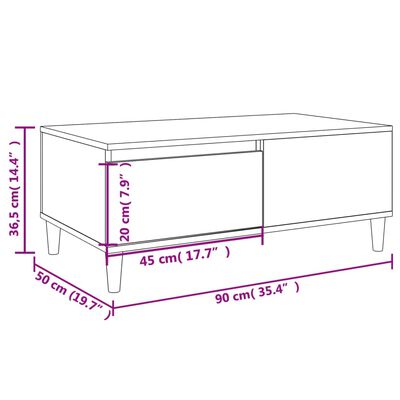 vidaXL Coffee Table Black 90x50x36.5 cm Engineered Wood