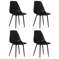 vidaXL Dining Chairs 4 pcs Black PP