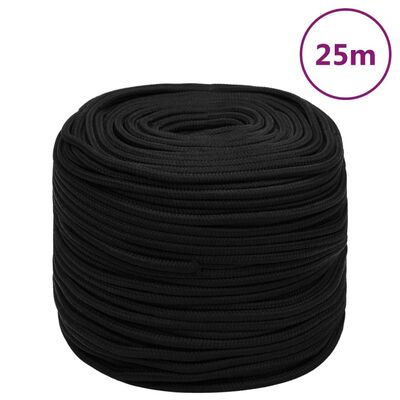 vidaXL Work Rope Black 8 mm 25 m Polyester