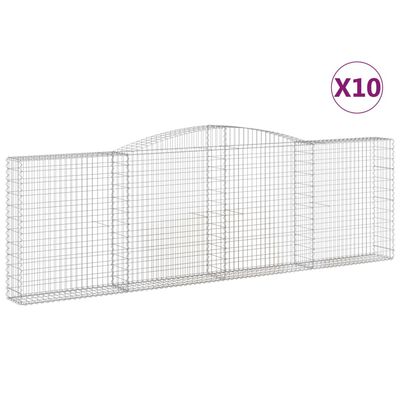 vidaXL Arched Gabion Baskets 10 pcs 400x30x120/140 cm Galvanised Iron