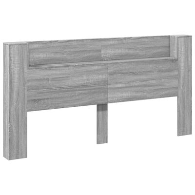 vidaXL Headboard Cabinet with LED Grey Sonoma 200x16.5x103.5 cm