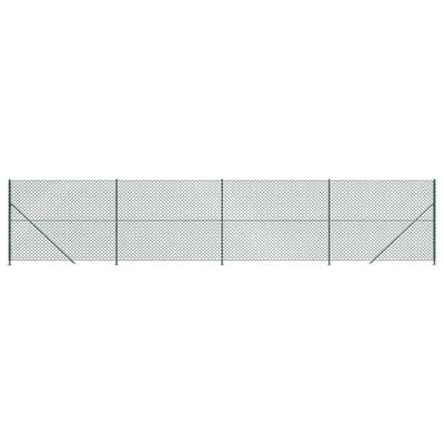 vidaXL Chain Link Fence with Flange Green 1.6x10 m