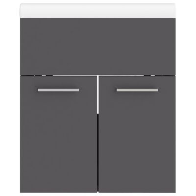 vidaXL Sink Cabinet with Built-in Basin Grey Engineered Wood