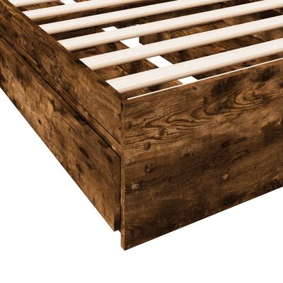 vidaXL Bed Frame with Drawers without Mattress Smoked Oak 100x200 cm