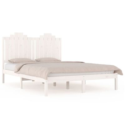 vidaXL Bed Frame without Mattress White Solid Wood Small Double