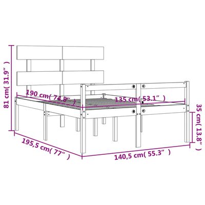 vidaXL Senior Bed without Mattress Double Solid Wood