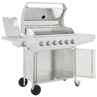 vidaXL Gas BBQ Grill with 7 Burners Silver Stainless Steel