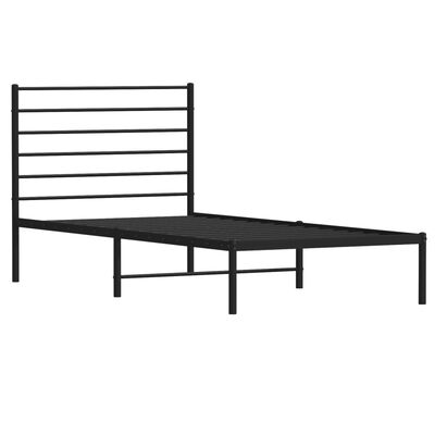 vidaXL Metal Bed Frame without Mattress with Headboard Black 100x200 cm