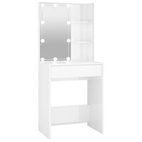 vidaXL Dressing Table with LED High Gloss White 60x40x140 cm