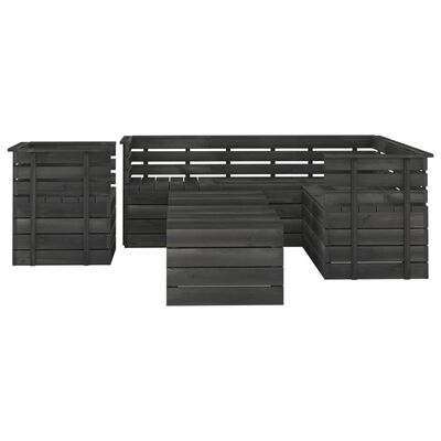 vidaXL 8 Piece Garden Pallet Lounge Set Solid Pinewood Dark Grey