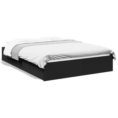 vidaXL Bed Frame with Drawers without Mattress Black 135x190 cm Double