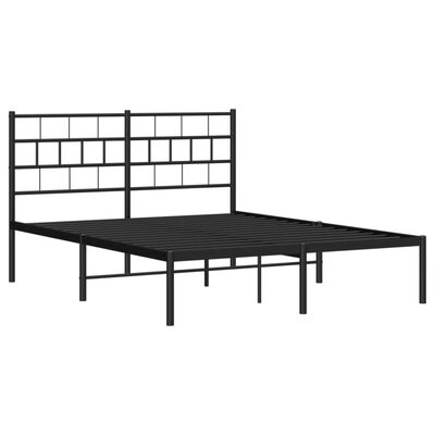 vidaXL Metal Bed Frame without Mattress with Headboard Black 140x200 cm