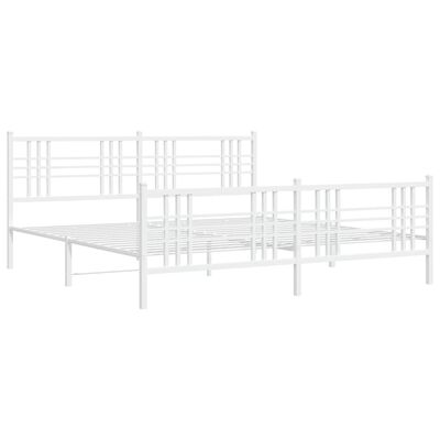 vidaXL Metal Bed Frame without Mattress with Footboard White 200x200 cm