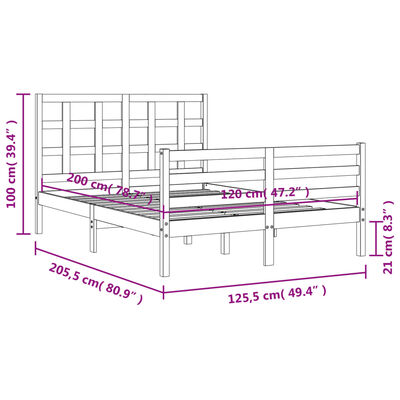 vidaXL Bed Frame without Mattress 120x200 cm Solid Wood