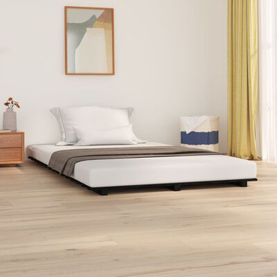 vidaXL Bed Frame without Mattress Black 140x190 cm Solid Wood Pine