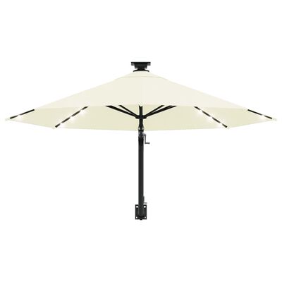 vidaXL Wall-mounted Garden Parasol with LEDs 300 cm Sand