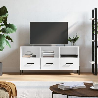 vidaXL TV Cabinet High Gloss White 102x36x50 cm Engineered Wood