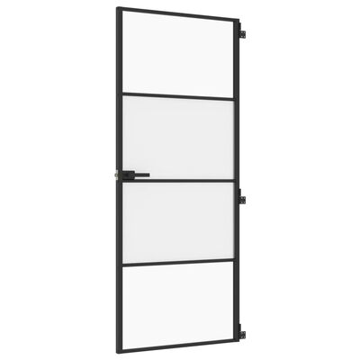 vidaXL Interior Door Slim Black 83x201.5 cm Tempered Glass and Aluminium