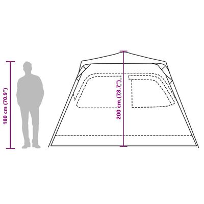 vidaXL Family Tent Dome 6-Person Grey and Orange Quick Release